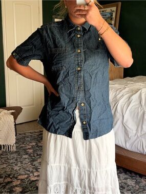 PD&C Dark Blue Denim Button-Down Shirt